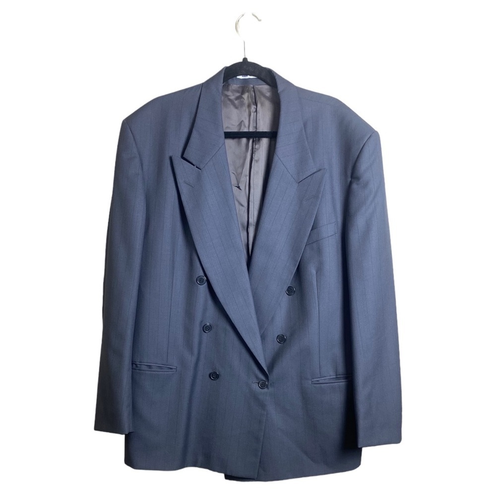 Dillards Men’s Gray Double Breasted Blazer Suit Jacket Size 44-46